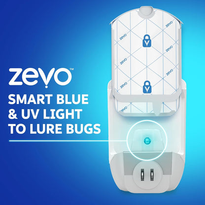 2 Flying Insect Traps & 2 Refill Cartridges - Plug in Fly Trap & Indoor Bug Catcher for Gnats, House & Fruit Flies - Blue & UV Light Technology, Mess-Free Alternative to Bug Zapper